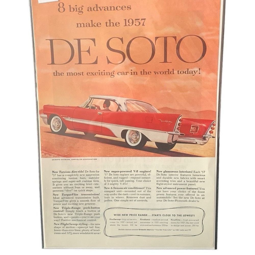 Vintage 1957 De Soto Most Exciting Car In The World Today Ad Advertisment